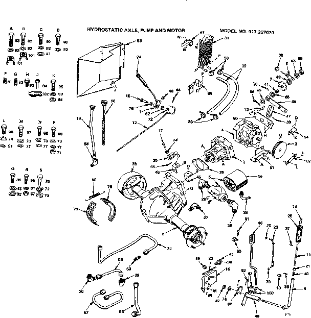 Craftsman 917257070 hydrostatic axle pump and motor diagram