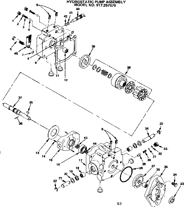 Craftsman 917257070 hydrostatic pump assembly diagram