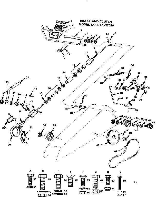 Craftsman 917257080 19.9 twin garden tractor/brake and clutch diagram