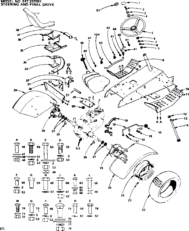 Craftsman 917257081 steering and final drive diagram