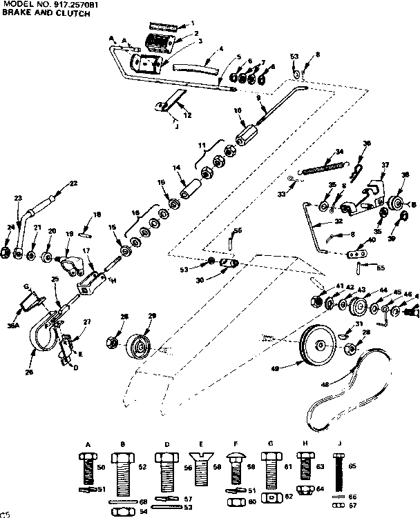 Craftsman 917257081 brake and clutch diagram