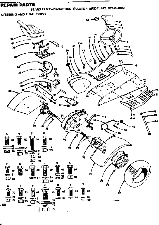 Craftsman 917257082 steering and final drive diagram