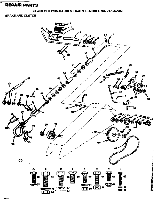 Craftsman 917257082 brake and clutch diagram
