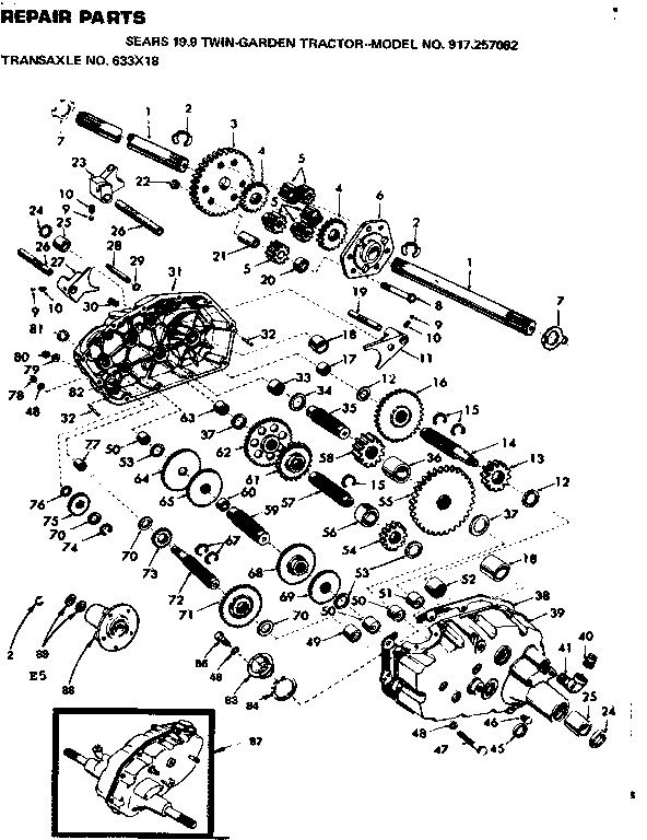 Craftsman 917257082 transaxle no. 633x18 diagram