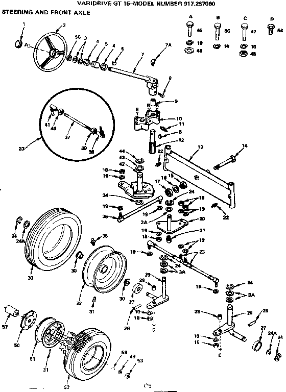 Craftsman 917257090 steering and front axle diagram