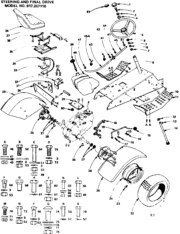 Craftsman 917257110 steering and final drive diagram
