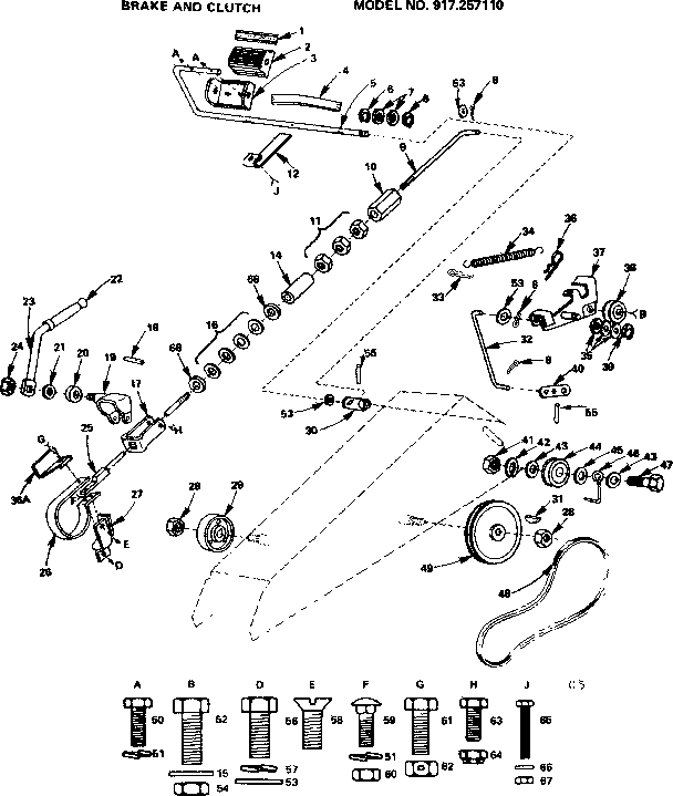 Craftsman 917257110 brake and clutch diagram