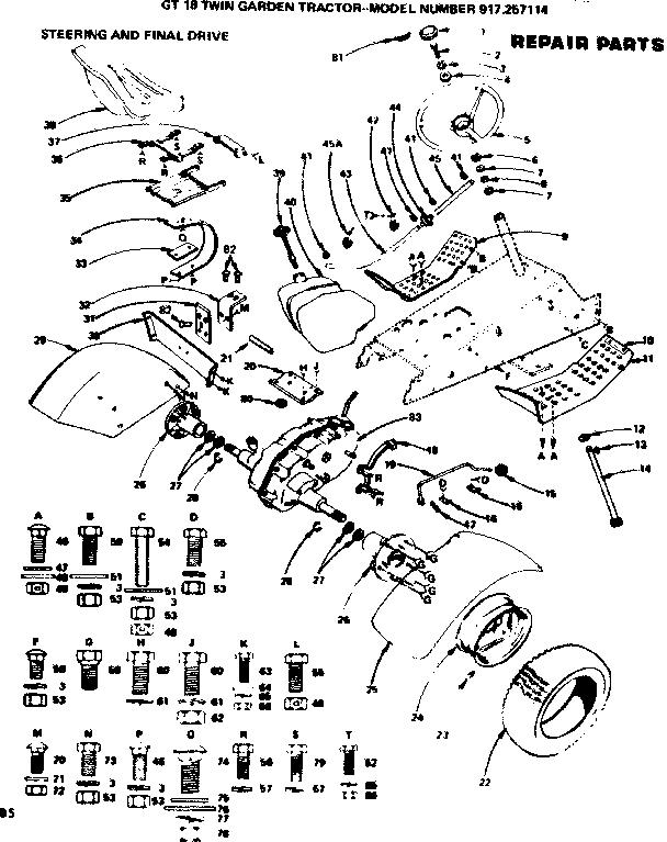 Craftsman 917257114 steering and final drive diagram