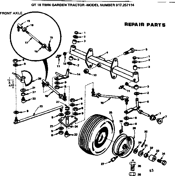 Craftsman 917257114 front axle diagram