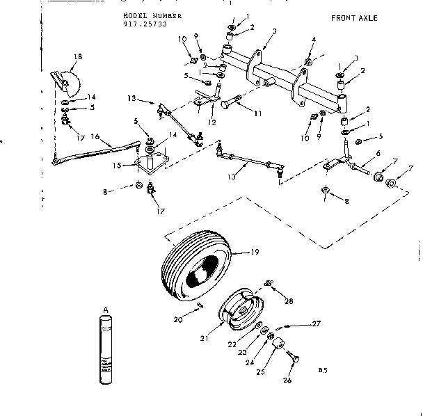 Craftsman 91725733 12 tractor/front axle diagram