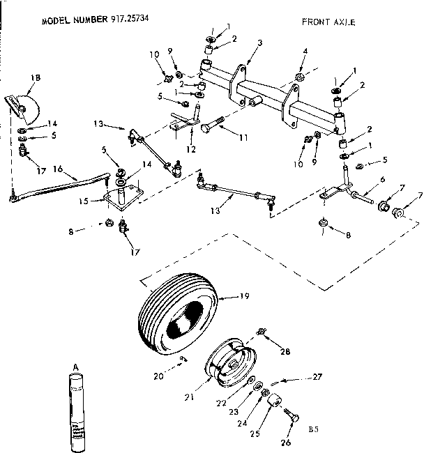 Craftsman 91725734 12 tractor/front axle diagram