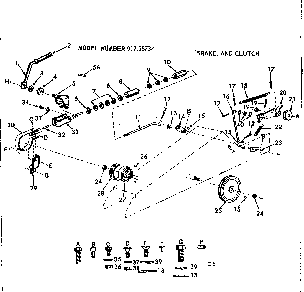 Craftsman 91725734 12 tractor/brake and clutch diagram