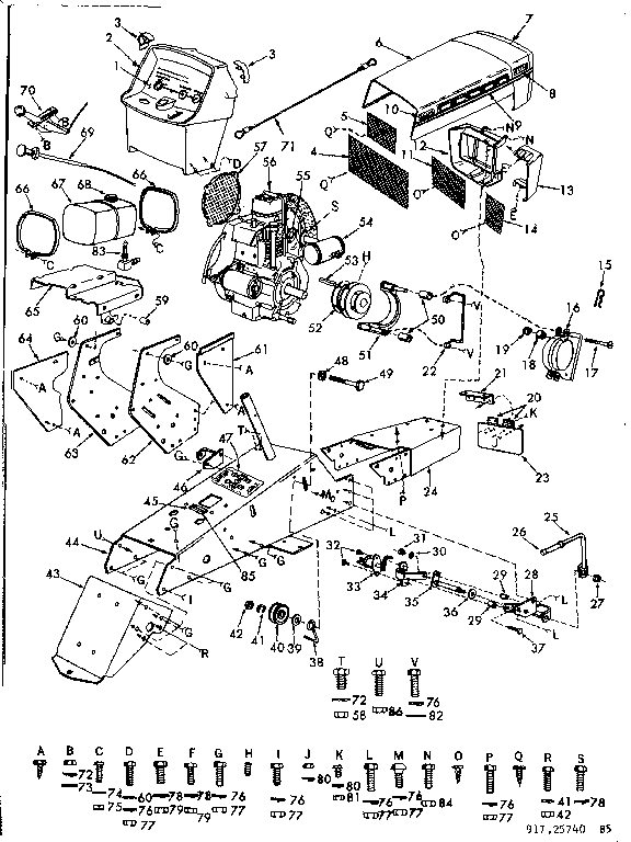 Craftsman 91725740 16 garden tractor diagram