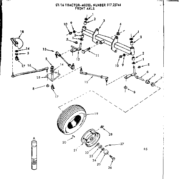 Craftsman 91725744 16 garden tractor/front axle diagram