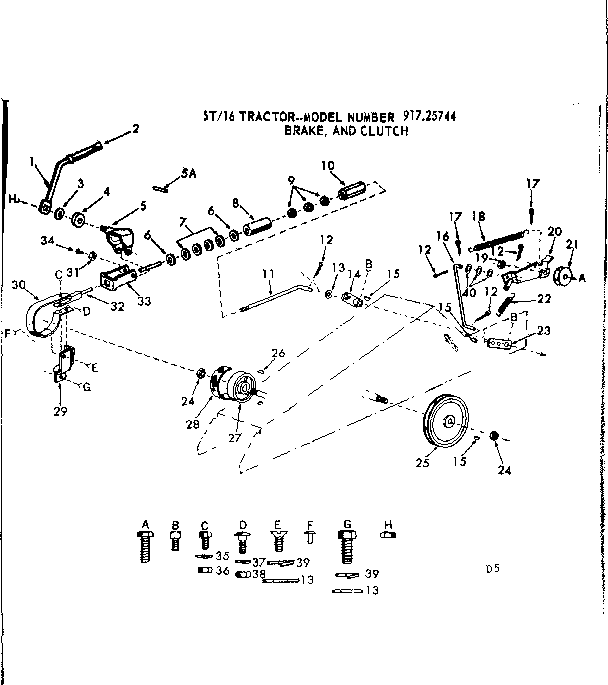 Craftsman 91725744 16 garden tractor/brake and clutch diagram