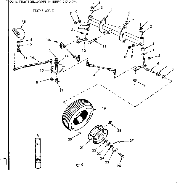 Craftsman 91725752 16 tractor/front axle diagram