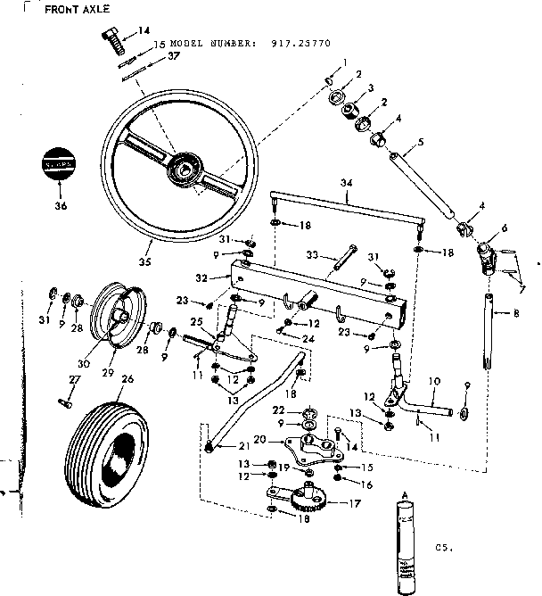 Craftsman 91725770 8e lawn tractor/front axle diagram