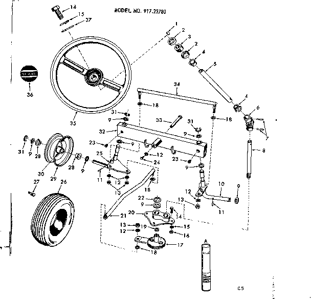 Craftsman 91725780 10e lawn tractor/front axle diagram