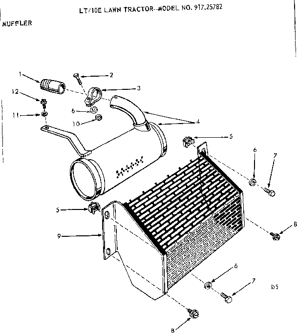 Craftsman 91725782 10e lawn tractor/muffler diagram