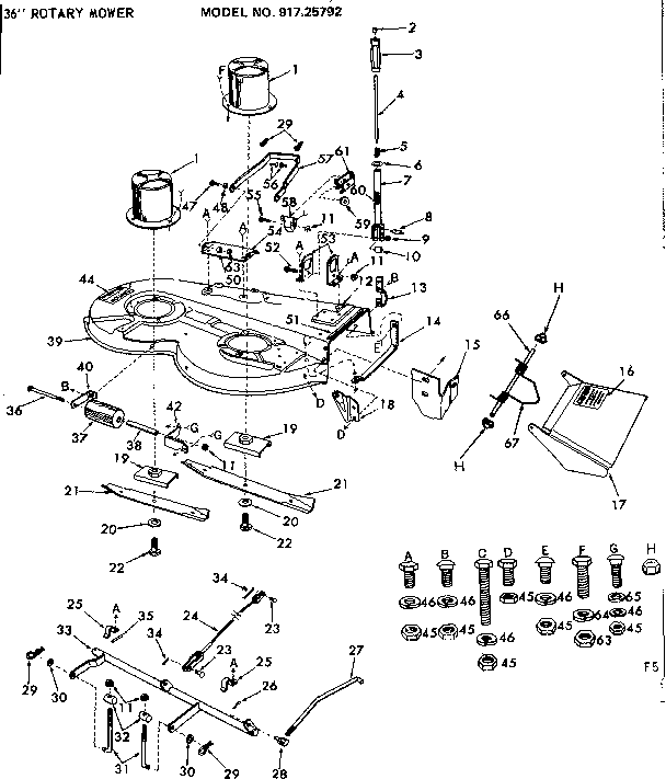 Craftsman 91725792 36 inch rotary mower diagram