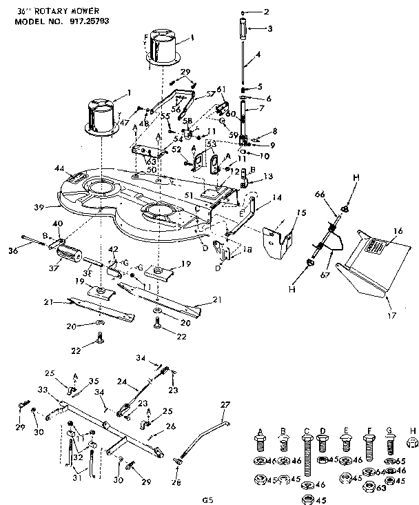 Craftsman 91725793 36 in. rotary mower diagram