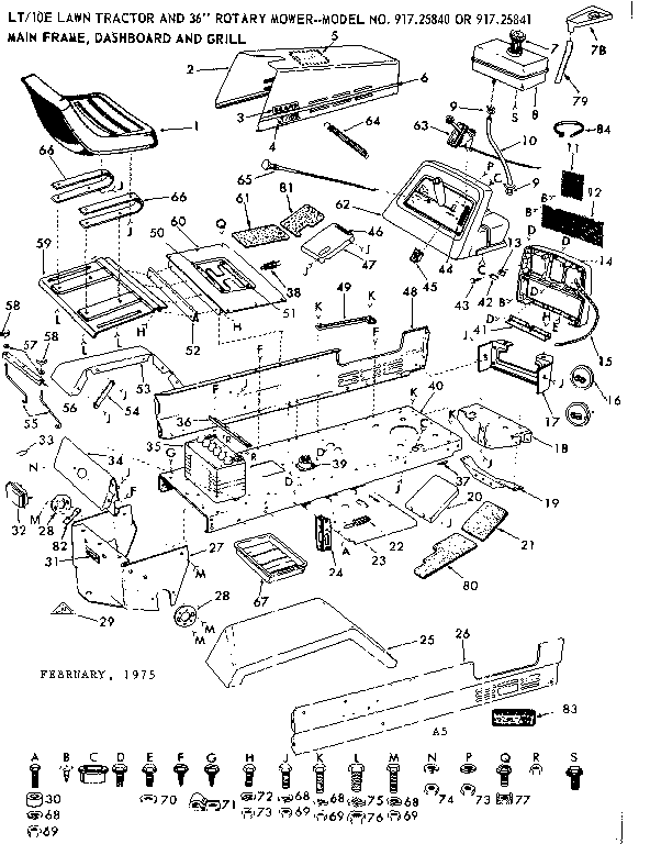 Craftsman 91725840 10e lawn tractor and 36 inch rotary mower diagram