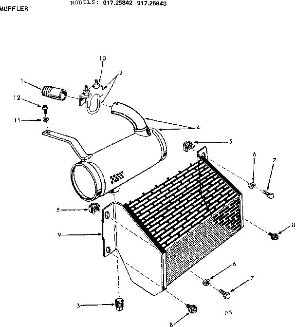 Craftsman 91725843 10e lawn tractor & rotary mower/muffler diagram