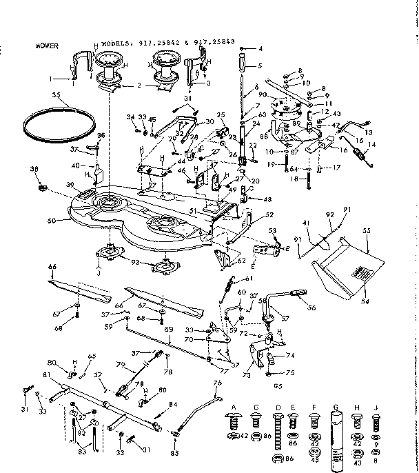 Craftsman 91725843 10e lawn tractor & rotary mower/mower diagram