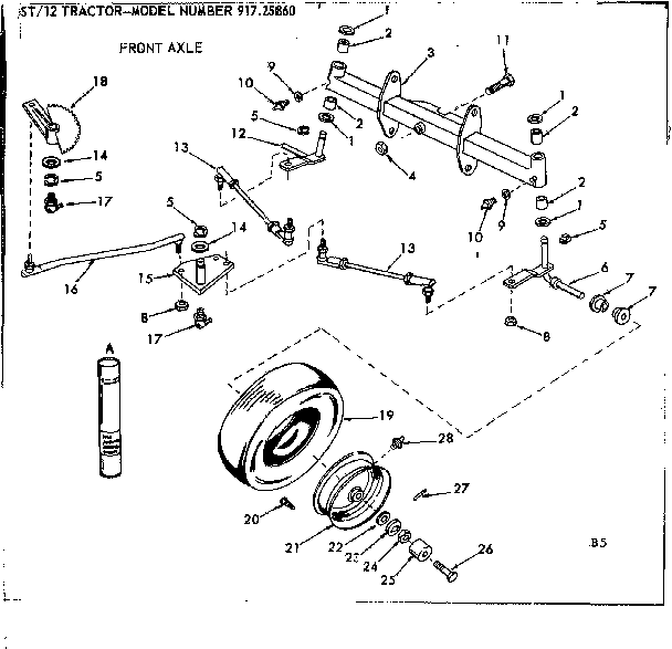 Craftsman 91725860 12 garden tractor/front axle diagram