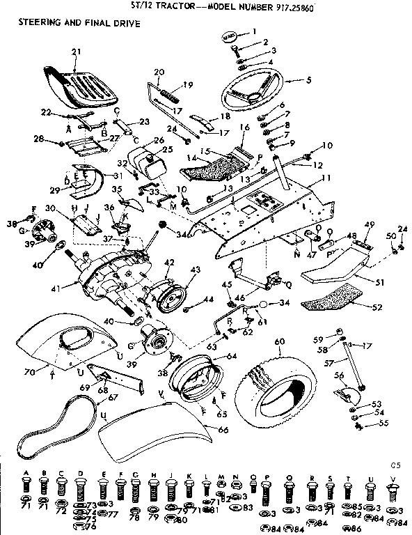 Craftsman 91725860 steering and final drive diagram