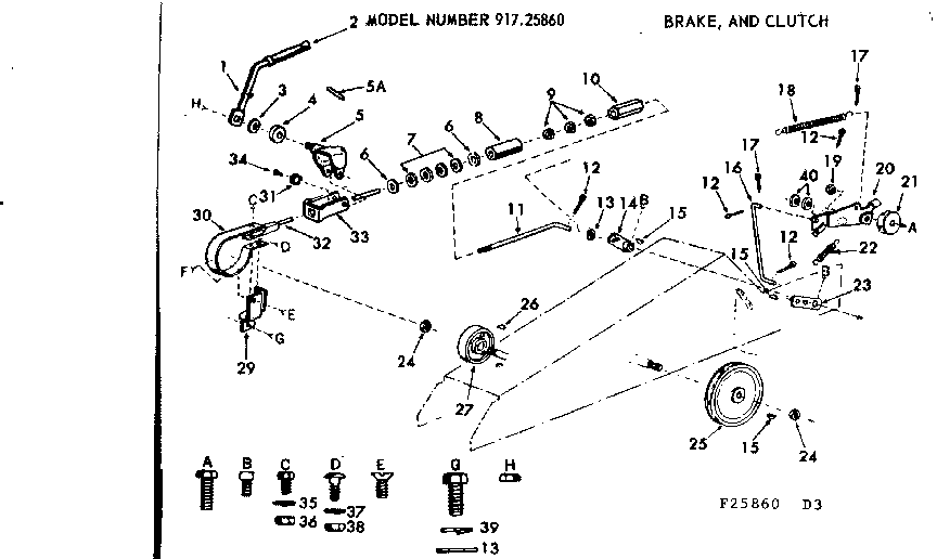 Craftsman 91725860 12 garden tractor/brake and clutch diagram