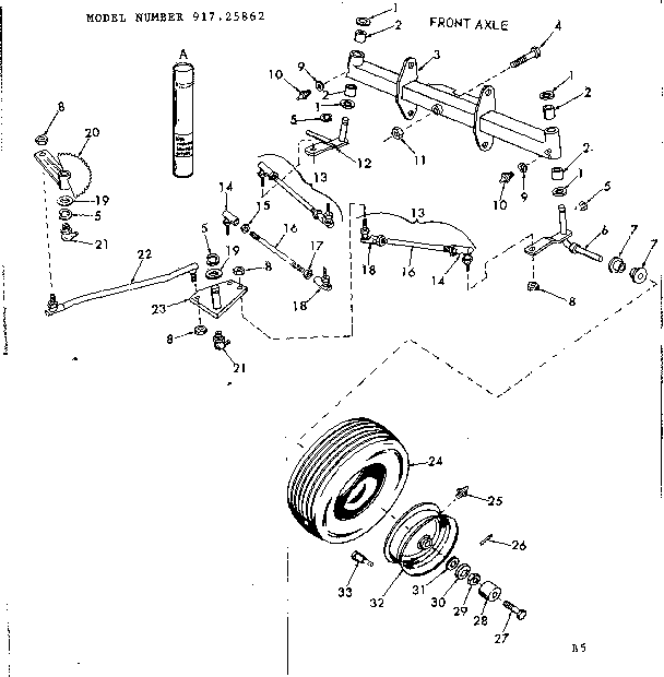 Craftsman 91725862 12 garden tractor/front axle diagram