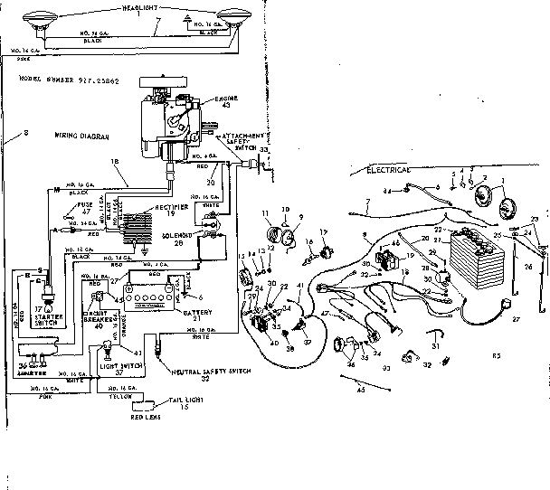 Craftsman 91725862 12 garden tractor/electrical diagram