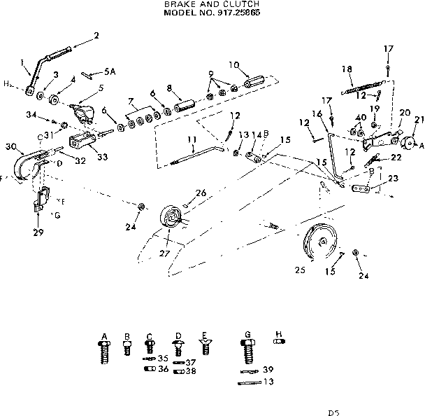 Craftsman 91725865 12 garden tractor/brake and clutch diagram