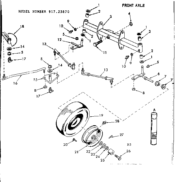 Craftsman 91725870 16 tractor/front axle diagram