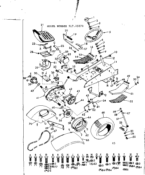 Craftsman 91725870 16 tractor/steering and final drive diagram
