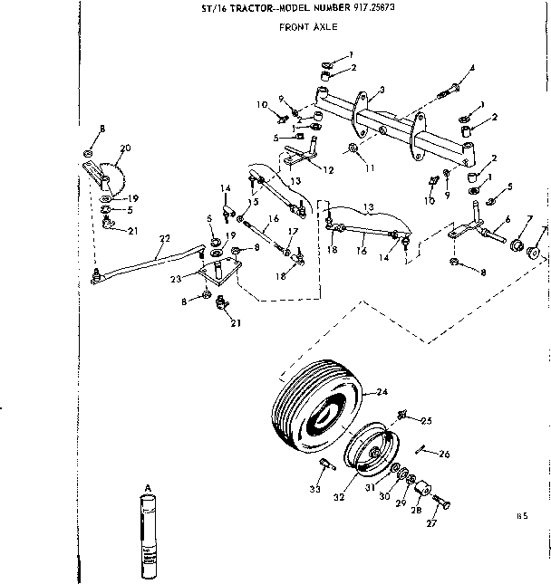 Craftsman 91725873 16 garden tractor/front axle asm diagram