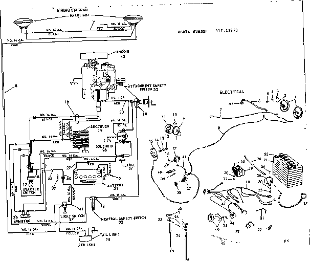 Craftsman 91725873 16 garden tractor/wiring and electrical asm diagram