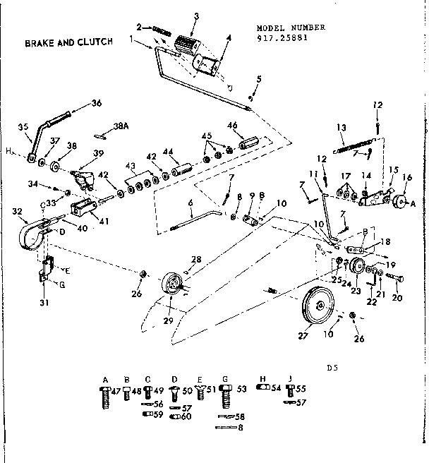 Craftsman 91725881 16 garden tractor/brake and clutch diagram