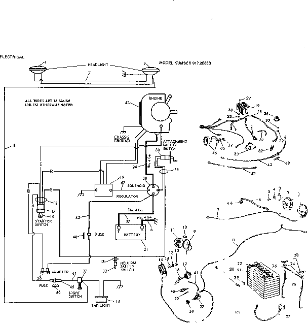 Craftsman 91725883 16 garden tractor/electrical diagram