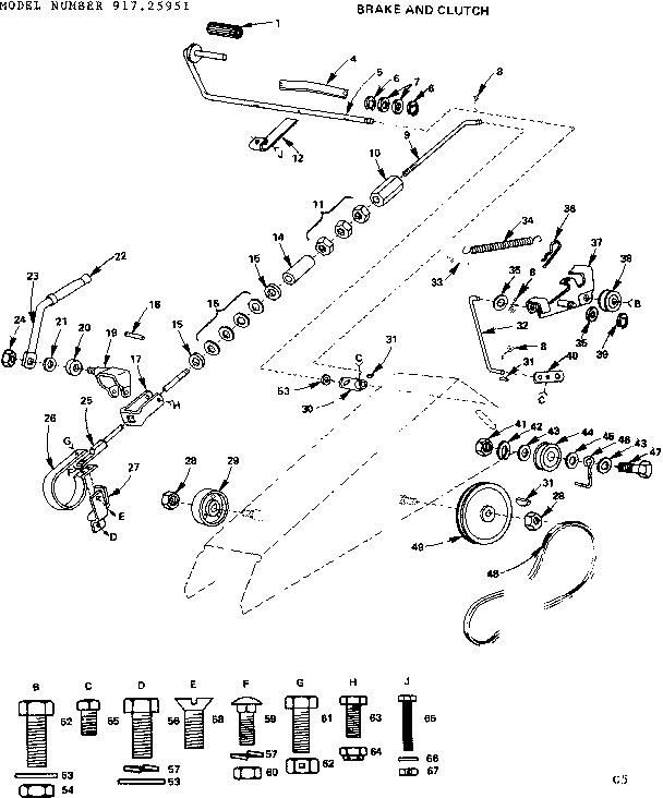 Craftsman 91725951 16 twin garden tractor/brake and clutch diagram