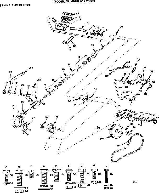 Craftsman 91725963 18 twin garden tractor/brake and clutch diagram