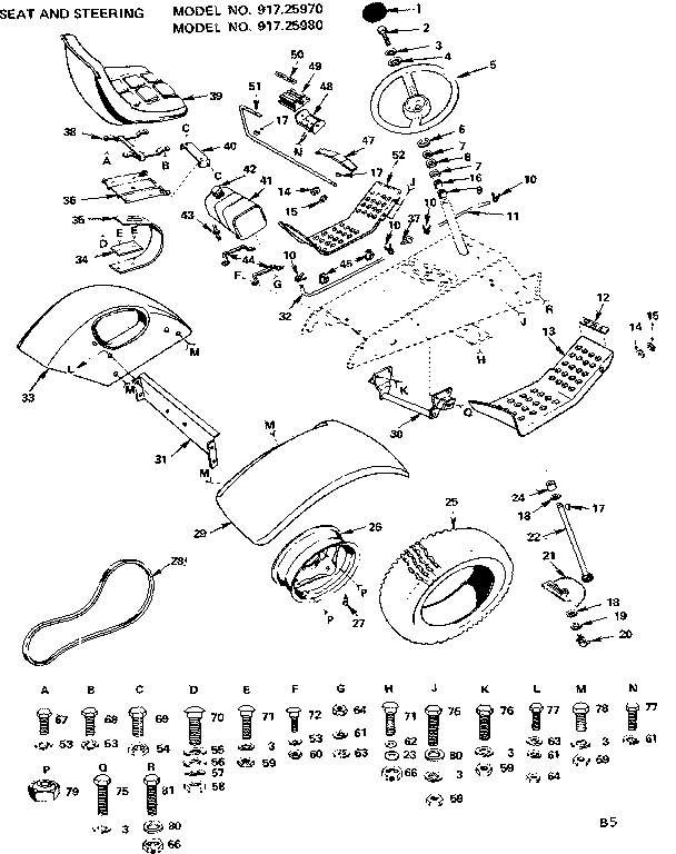 Craftsman 91725980 seat and steering diagram