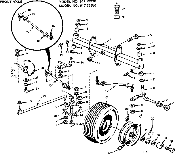 Craftsman 91725980 front axle diagram
