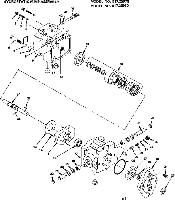 Craftsman 91725980 hydrostatic pump assembly diagram
