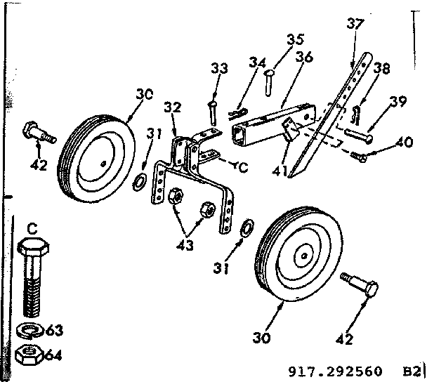 Craftsman 917292560 transport wheels & drag stake diagram