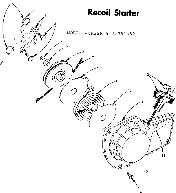 Craftsman 917351452 recoil starter diagram