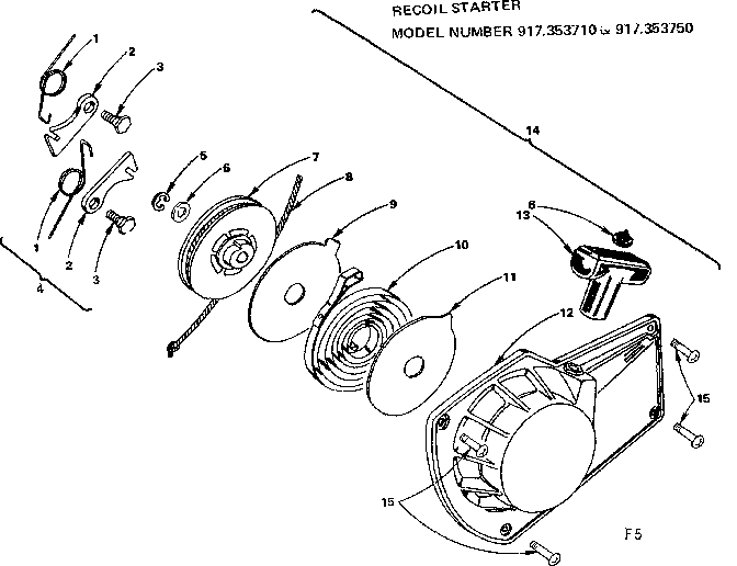Craftsman 917353710 recoil starter diagram