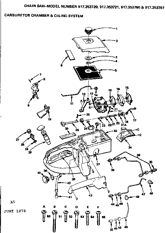 Craftsman 917353721 carburetor chamber & oiling system diagram