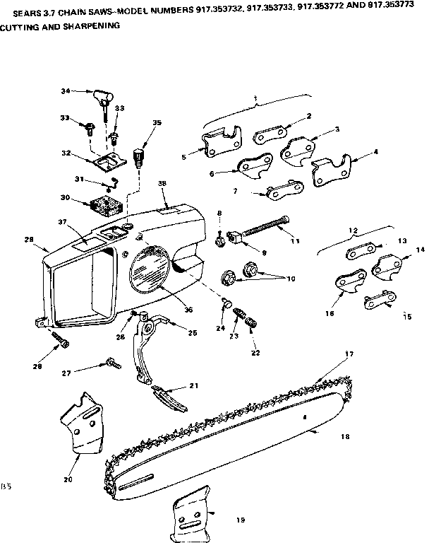 Craftsman 917353732 cutting and sharpening diagram